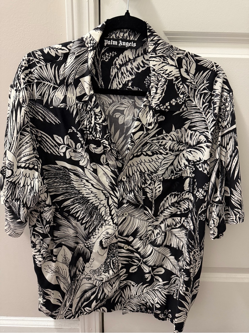 Palm Angels Black and White Tropical Camp Shirt